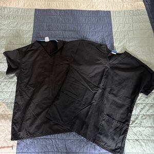 Bundle of Two Black Scrub Tops. Size Small & XS